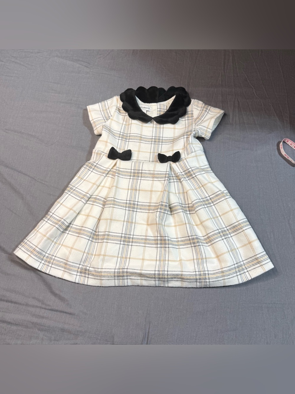 cupcakes & cashmere Cream Plaid Fit-and-Flare Dress with Black Collar